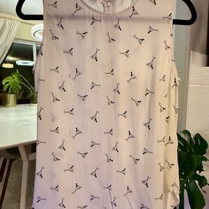 Equipment White and Black Martini Print Silk Top